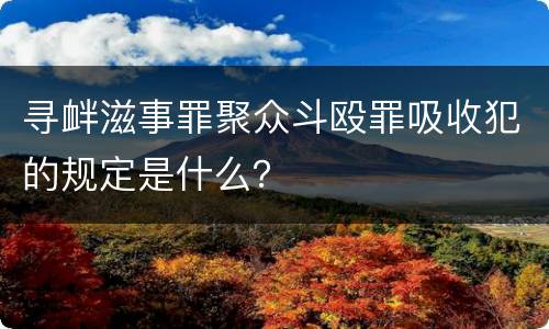 寻衅滋事罪聚众斗殴罪吸收犯的规定是什么？