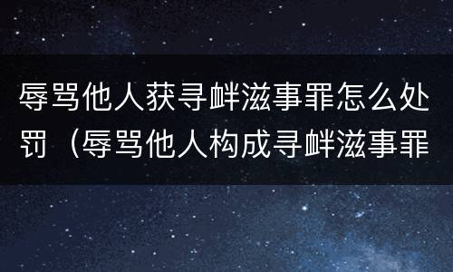 辱骂他人获寻衅滋事罪怎么处罚（辱骂他人构成寻衅滋事罪）