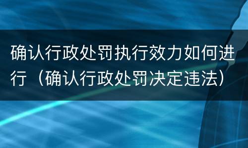 确认行政处罚执行效力如何进行（确认行政处罚决定违法）