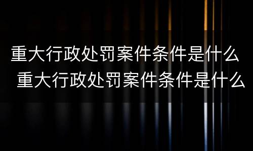 重大行政处罚案件条件是什么 重大行政处罚案件条件是什么呢