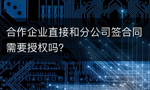 合作企业直接和分公司签合同需要授权吗？