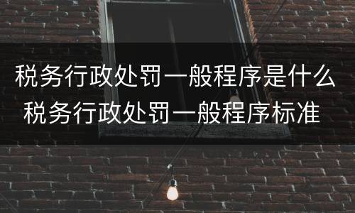 税务行政处罚一般程序是什么 税务行政处罚一般程序标准