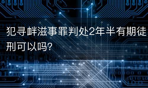 犯寻衅滋事罪判处2年半有期徒刑可以吗？