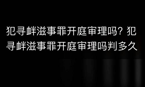 犯寻衅滋事罪开庭审理吗? 犯寻衅滋事罪开庭审理吗判多久