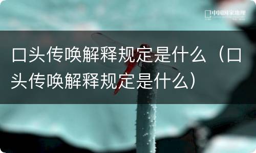 口头传唤解释规定是什么（口头传唤解释规定是什么）