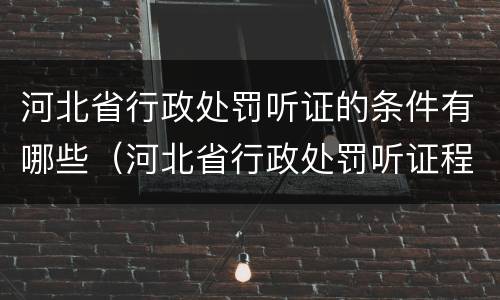 河北省行政处罚听证的条件有哪些（河北省行政处罚听证程序）