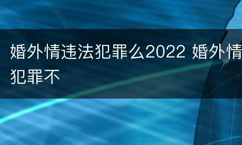 婚外情违法犯罪么2022 婚外情犯罪不