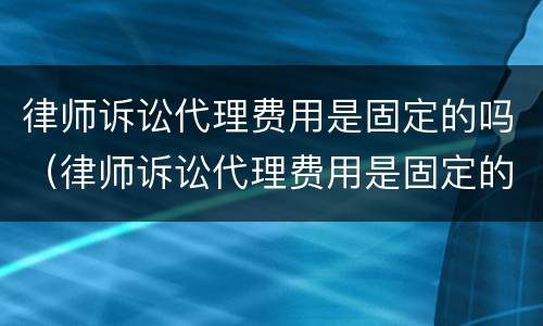 律师诉讼代理费用是固定的吗（律师诉讼代理费用是固定的吗合法吗）