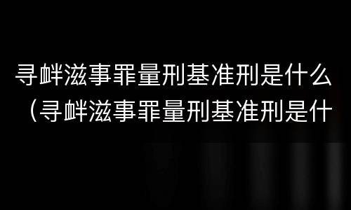 寻衅滋事罪量刑基准刑是什么（寻衅滋事罪量刑基准刑是什么）