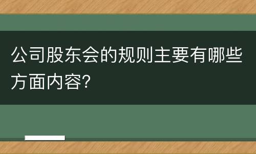 公司股东会的规则主要有哪些方面内容？