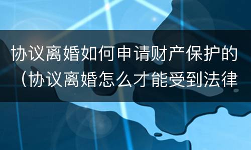 协议离婚如何申请财产保护的（协议离婚怎么才能受到法律保护）