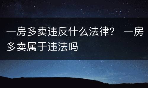 一房多卖违反什么法律？ 一房多卖属于违法吗