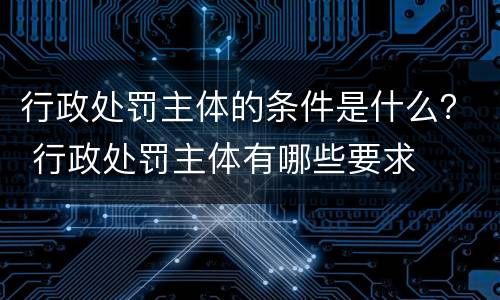 行政处罚主体的条件是什么？ 行政处罚主体有哪些要求