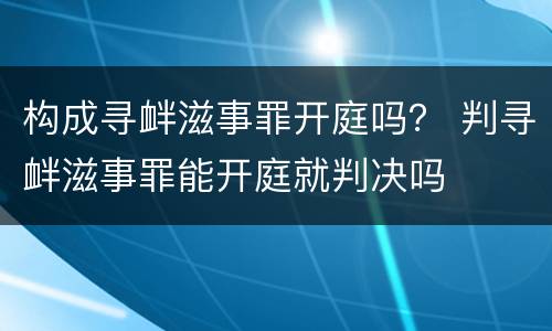 构成寻衅滋事罪开庭吗？ 判寻衅滋事罪能开庭就判决吗