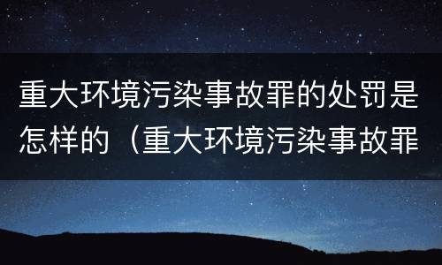 重大环境污染事故罪的处罚是怎样的（重大环境污染事故罪的处罚是怎样的呢）