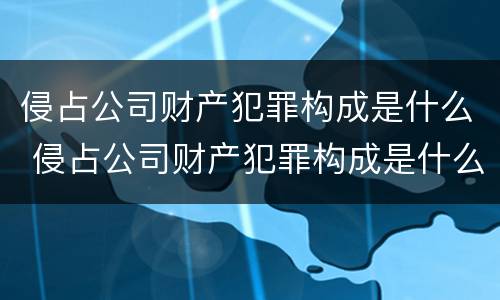 侵占公司财产犯罪构成是什么 侵占公司财产犯罪构成是什么罪名