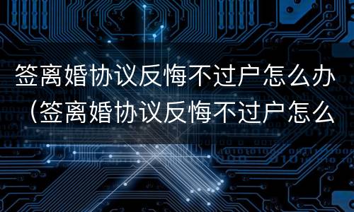 签离婚协议反悔不过户怎么办（签离婚协议反悔不过户怎么办呀）