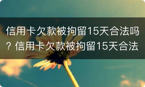 信用卡欠款被拘留15天合法吗? 信用卡欠款被拘留15天合法吗知乎