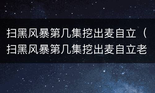 扫黑风暴第几集挖出麦自立（扫黑风暴第几集挖出麦自立老婆）