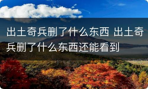 出土奇兵删了什么东西 出土奇兵删了什么东西还能看到