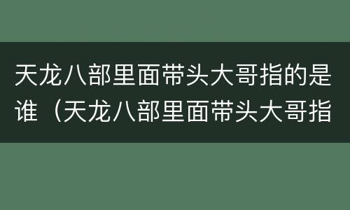 天龙八部里面带头大哥指的是谁（天龙八部里面带头大哥指的是谁啊）