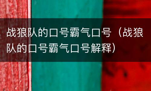 战狼队的口号霸气口号（战狼队的口号霸气口号解释）