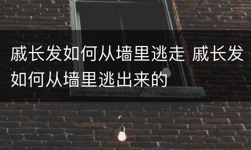 戚长发如何从墙里逃走 戚长发如何从墙里逃出来的