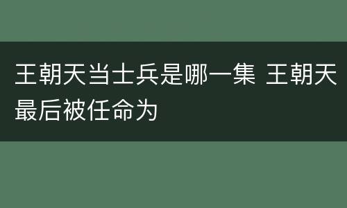 王朝天当士兵是哪一集 王朝天最后被任命为