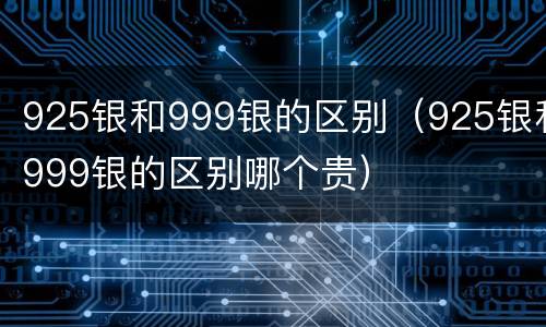 925银和999银的区别（925银和999银的区别哪个贵）