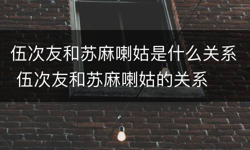 伍次友和苏麻喇姑是什么关系 伍次友和苏麻喇姑的关系