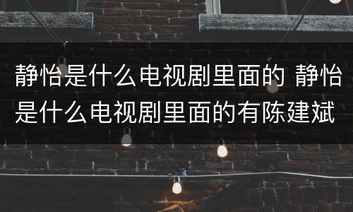 静怡是什么电视剧里面的 静怡是什么电视剧里面的有陈建斌