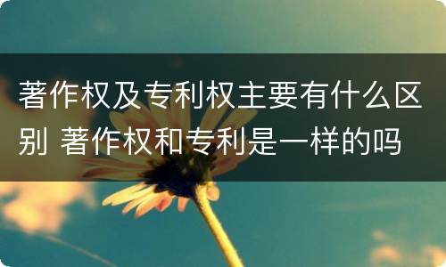 著作权及专利权主要有什么区别 著作权和专利是一样的吗