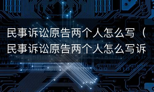 民事诉讼原告两个人怎么写（民事诉讼原告两个人怎么写诉状）