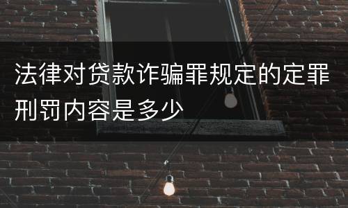 法律对贷款诈骗罪规定的定罪刑罚内容是多少