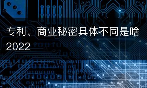 专利、商业秘密具体不同是啥2022