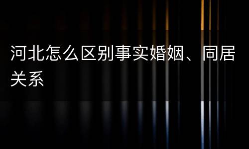 河北怎么区别事实婚姻、同居关系