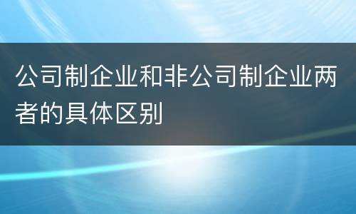 公司制企业和非公司制企业两者的具体区别