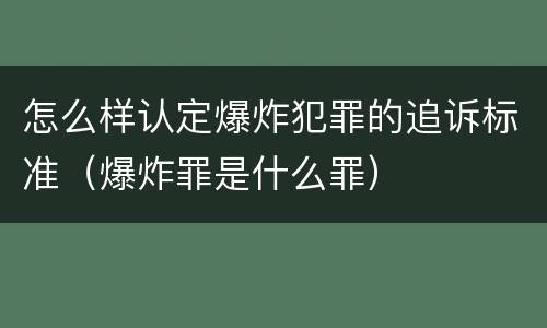 怎么样认定爆炸犯罪的追诉标准（爆炸罪是什么罪）