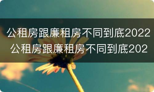 公租房跟廉租房不同到底2022 公租房跟廉租房不同到底2022年怎么办