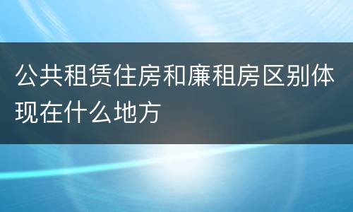 公共租赁住房和廉租房区别体现在什么地方