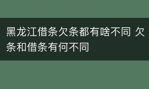 黑龙江借条欠条都有啥不同 欠条和借条有何不同