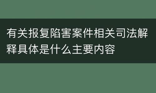 有关报复陷害案件相关司法解释具体是什么主要内容