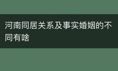 河南同居关系及事实婚姻的不同有啥