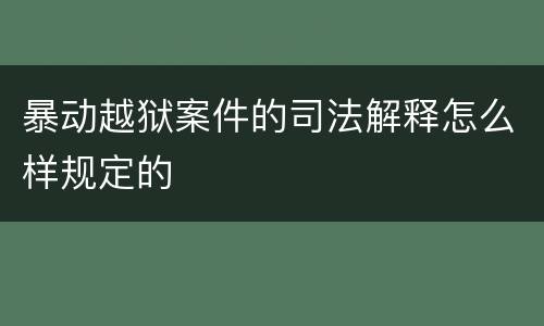 暴动越狱案件的司法解释怎么样规定的