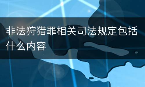 非法狩猎罪相关司法规定包括什么内容