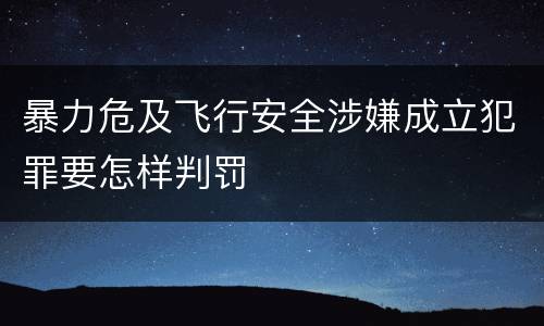 暴力危及飞行安全涉嫌成立犯罪要怎样判罚