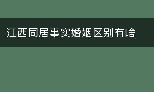 江西同居事实婚姻区别有啥