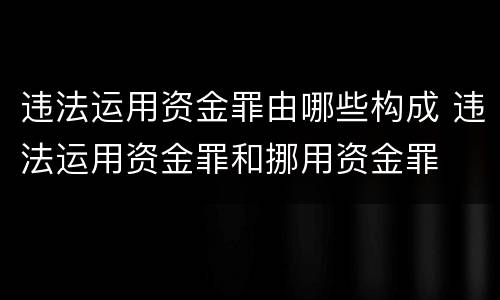 违法运用资金罪由哪些构成 违法运用资金罪和挪用资金罪