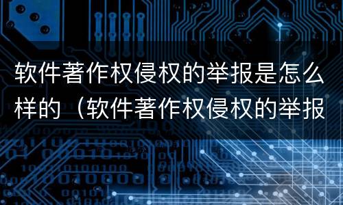 软件著作权侵权的举报是怎么样的（软件著作权侵权的举报是怎么样的过程）