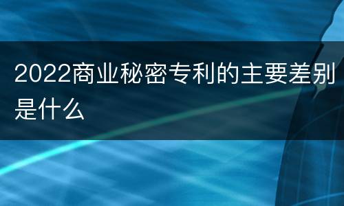 2022商业秘密专利的主要差别是什么